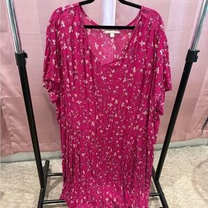 Woman Within Fuchsia Floral Dress